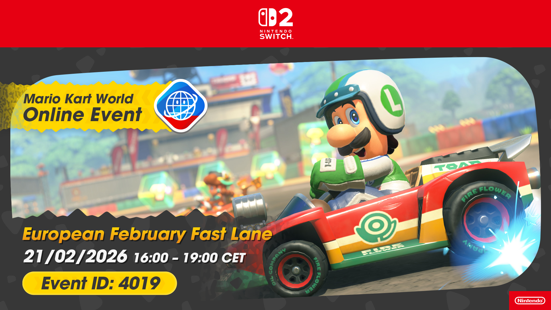 Kæmp om førstepladsen i den kommende Mario Kart World European online event!